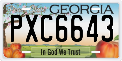 GA license plate PXC6643