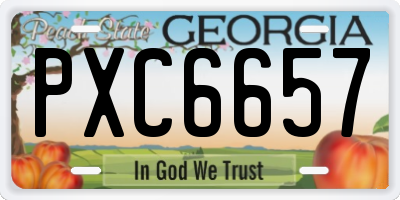 GA license plate PXC6657