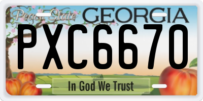 GA license plate PXC6670