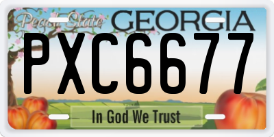 GA license plate PXC6677
