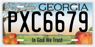 GA license plate PXC6679
