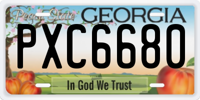 GA license plate PXC6680