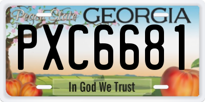 GA license plate PXC6681
