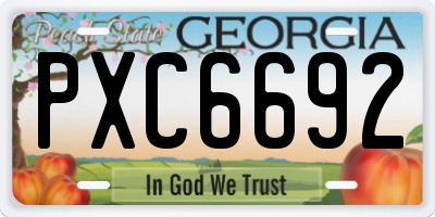 GA license plate PXC6692
