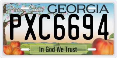 GA license plate PXC6694