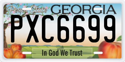 GA license plate PXC6699