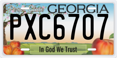 GA license plate PXC6707
