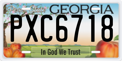 GA license plate PXC6718