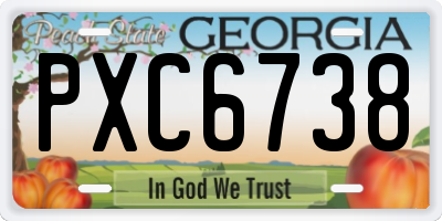 GA license plate PXC6738
