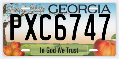 GA license plate PXC6747