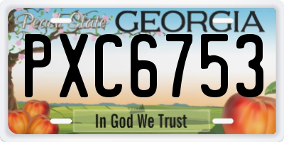 GA license plate PXC6753