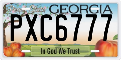 GA license plate PXC6777