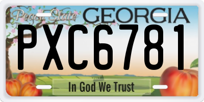 GA license plate PXC6781