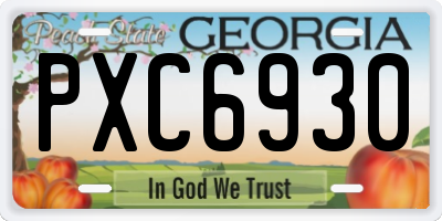 GA license plate PXC6930