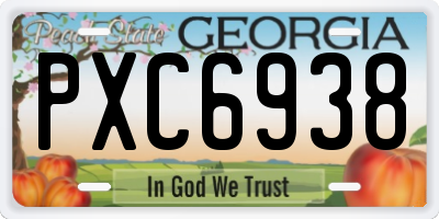 GA license plate PXC6938
