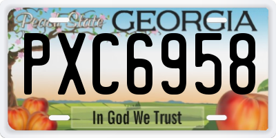 GA license plate PXC6958