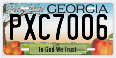 GA license plate PXC7006