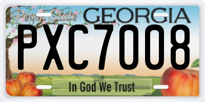 GA license plate PXC7008