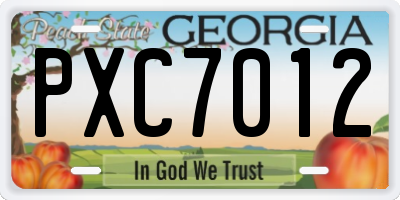 GA license plate PXC7012