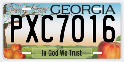 GA license plate PXC7016