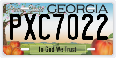 GA license plate PXC7022