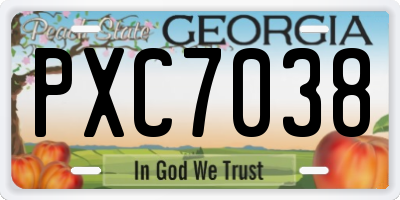 GA license plate PXC7038