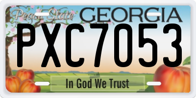 GA license plate PXC7053