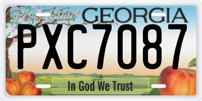 GA license plate PXC7087