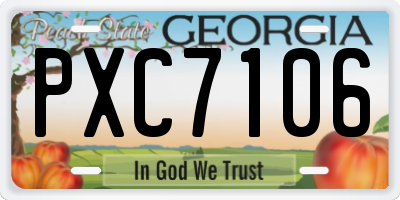 GA license plate PXC7106