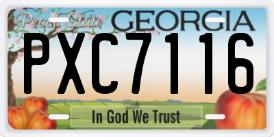 GA license plate PXC7116