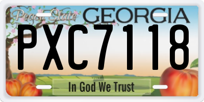 GA license plate PXC7118