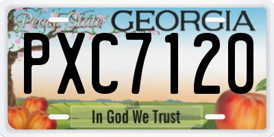 GA license plate PXC7120