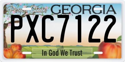 GA license plate PXC7122