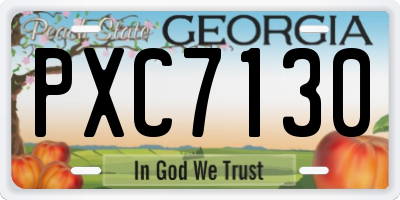 GA license plate PXC7130