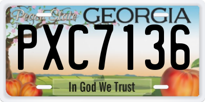 GA license plate PXC7136