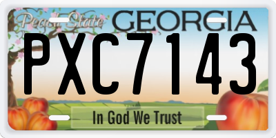 GA license plate PXC7143