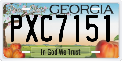 GA license plate PXC7151