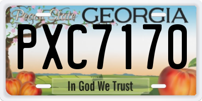 GA license plate PXC7170