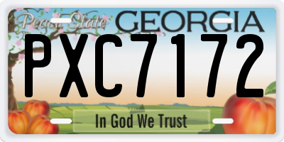 GA license plate PXC7172