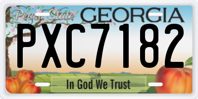 GA license plate PXC7182