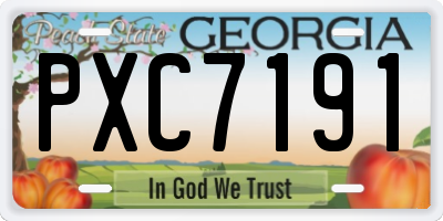 GA license plate PXC7191
