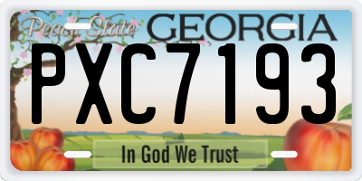 GA license plate PXC7193
