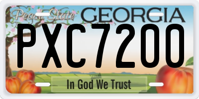 GA license plate PXC7200
