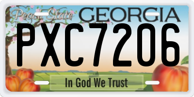 GA license plate PXC7206
