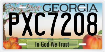 GA license plate PXC7208