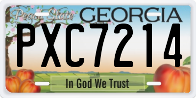 GA license plate PXC7214