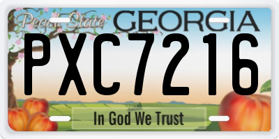 GA license plate PXC7216