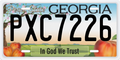 GA license plate PXC7226