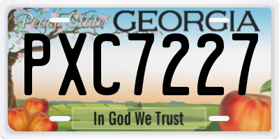 GA license plate PXC7227