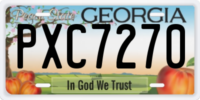GA license plate PXC7270